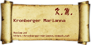 Kronberger Marianna névjegykártya